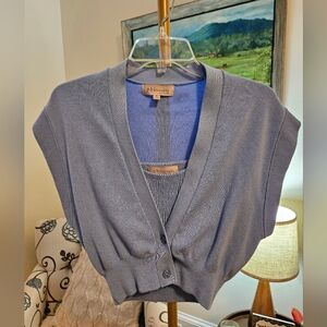 Philosophy Blue V-Neck Sweater & Cropped Undershirt Size Med